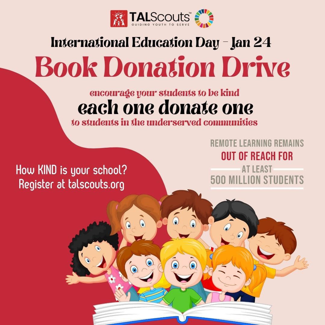 Students sorting donated books at a TALYouth book drive