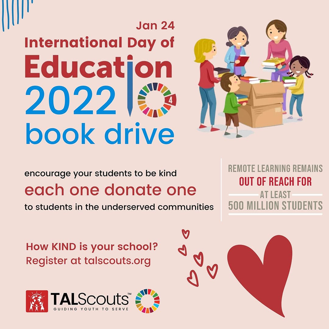 Collected notebooks and stationery ready for distribution